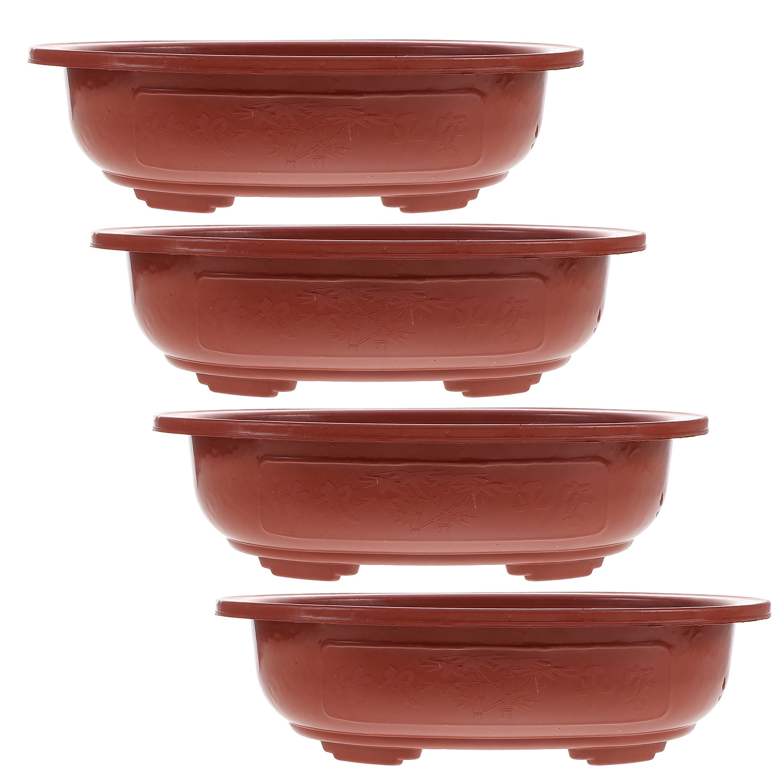 Bonsai Vertical Garden - 4個入り厚手プラスチック盆栽鉢 室内プランターポット 多肉植物、盆栽、蘭用 縦型省スペースガーデン