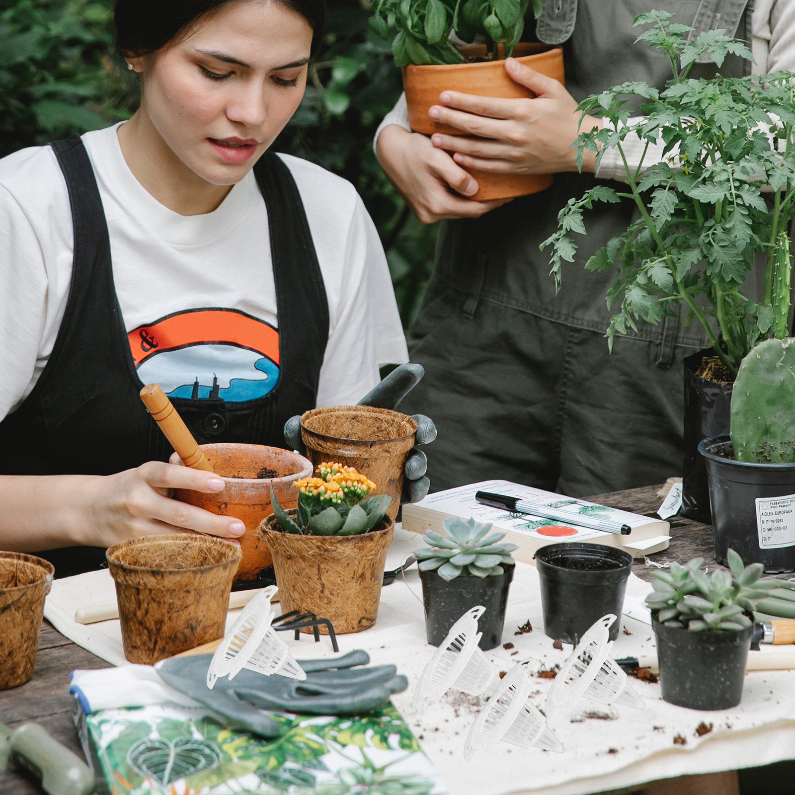 Bonsai Garden Usa - 20 個植木鉢通気性コーンメッシュパッドプラスチックプランター穴排水マットポット底クッション盆栽庭ホームオフィス用
