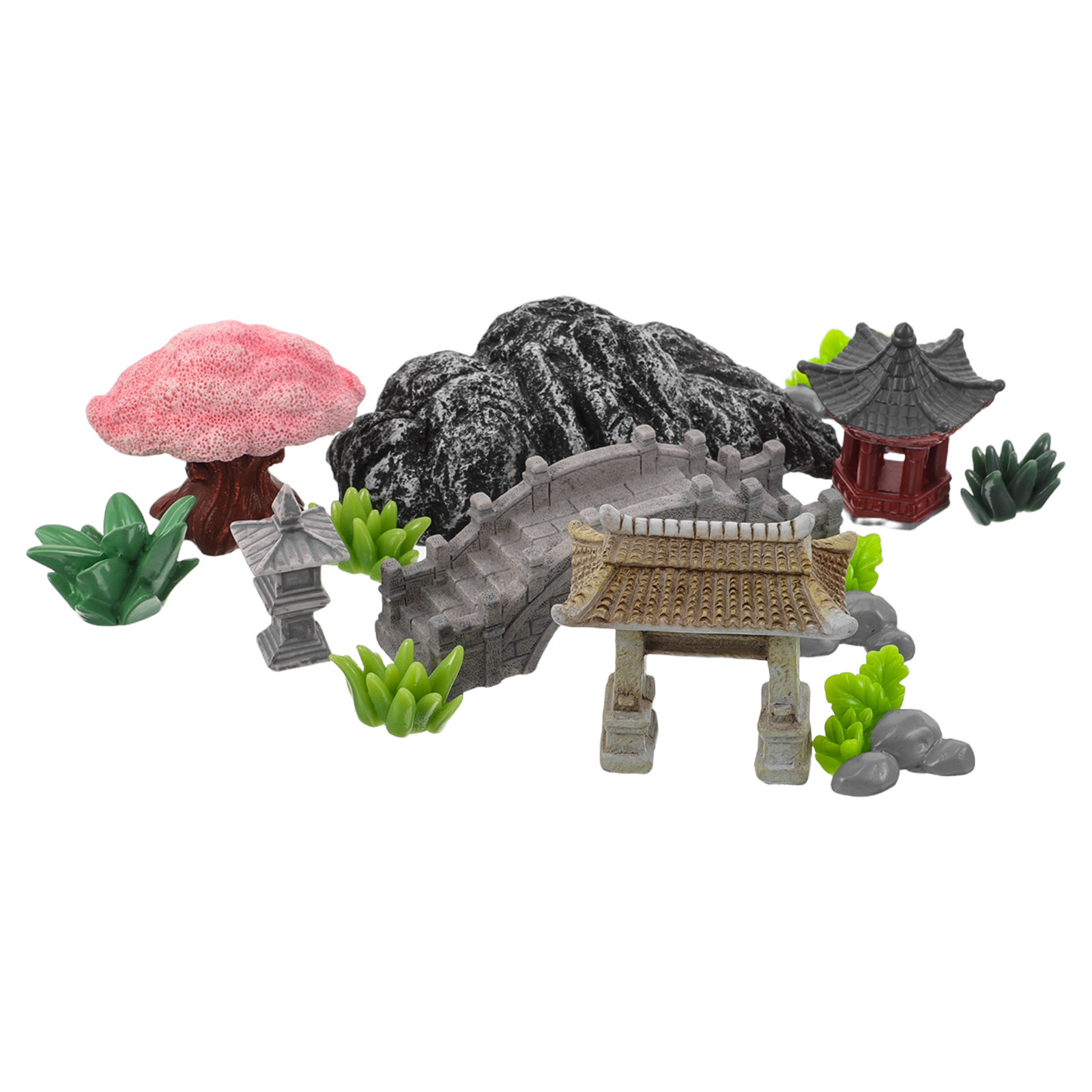 1セット中国風ミニチュア橋石庭セット禅風ガーデンデコレーショ - Bonsai Zen Garden Set のレビューと価格