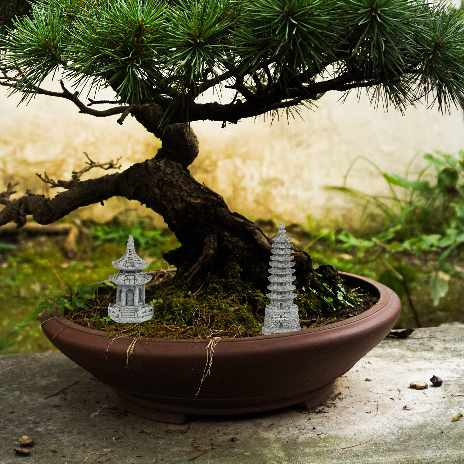 2個セット リアルなミニチュアタワー彫刻 ボンサイ マイクロ - Bonsai Garden And Cafe のレビューと価格