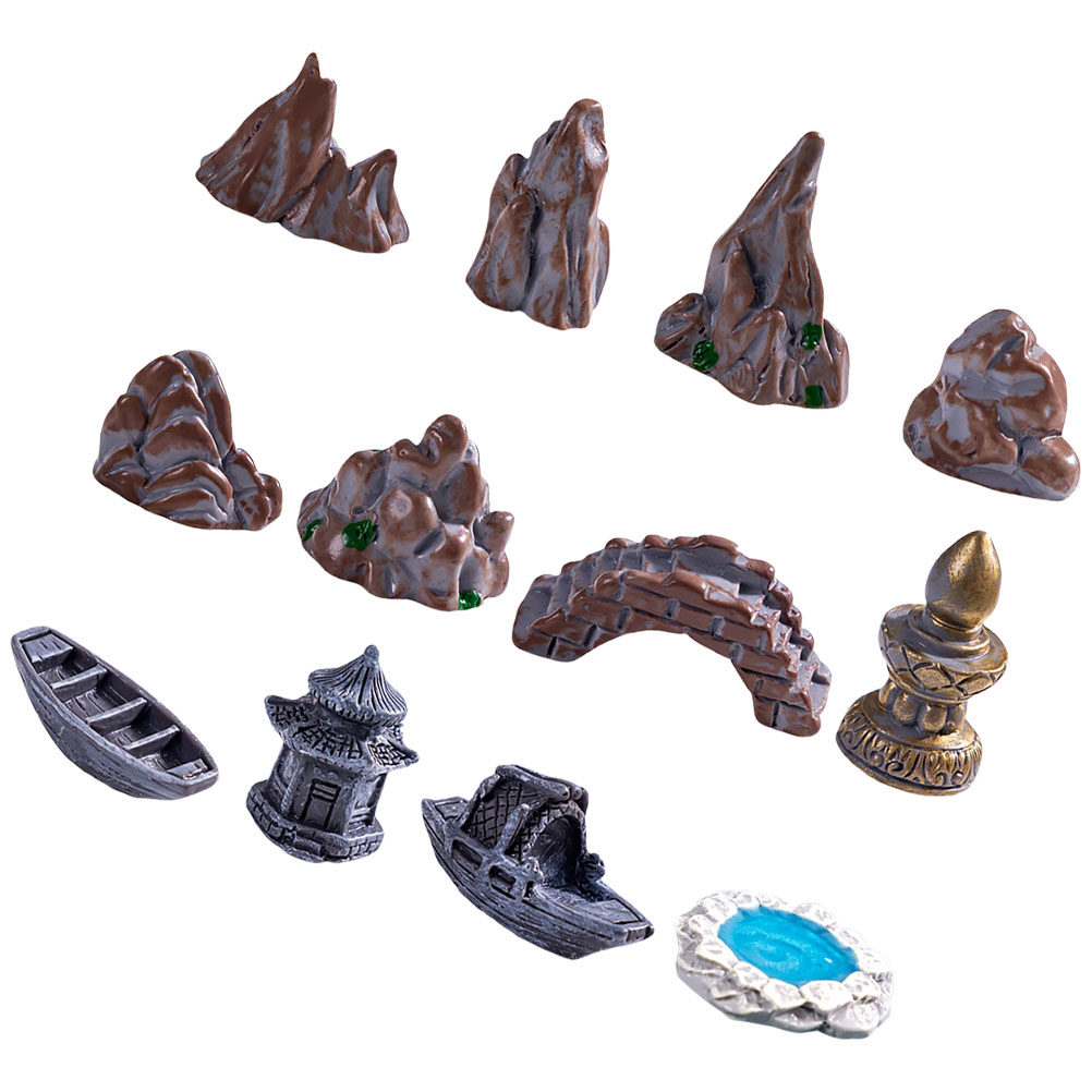 12個入り手描き樹脂製ロックガーデン像、ミニチュアガーデン、 - Bonsai Zen Garden Set のレビューと価格