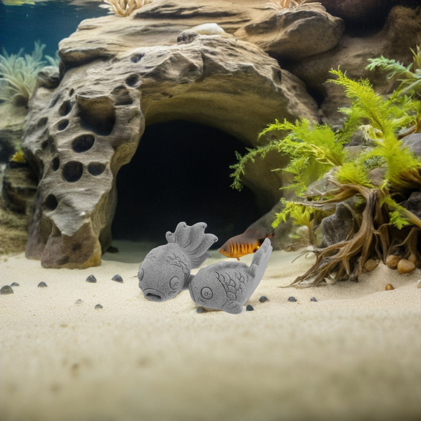 2 個の鯉の庭の彫像リアルな砂岩ヴィンテージ装飾品デスクトッ - Bonsai Koi Garden のレビューと価格