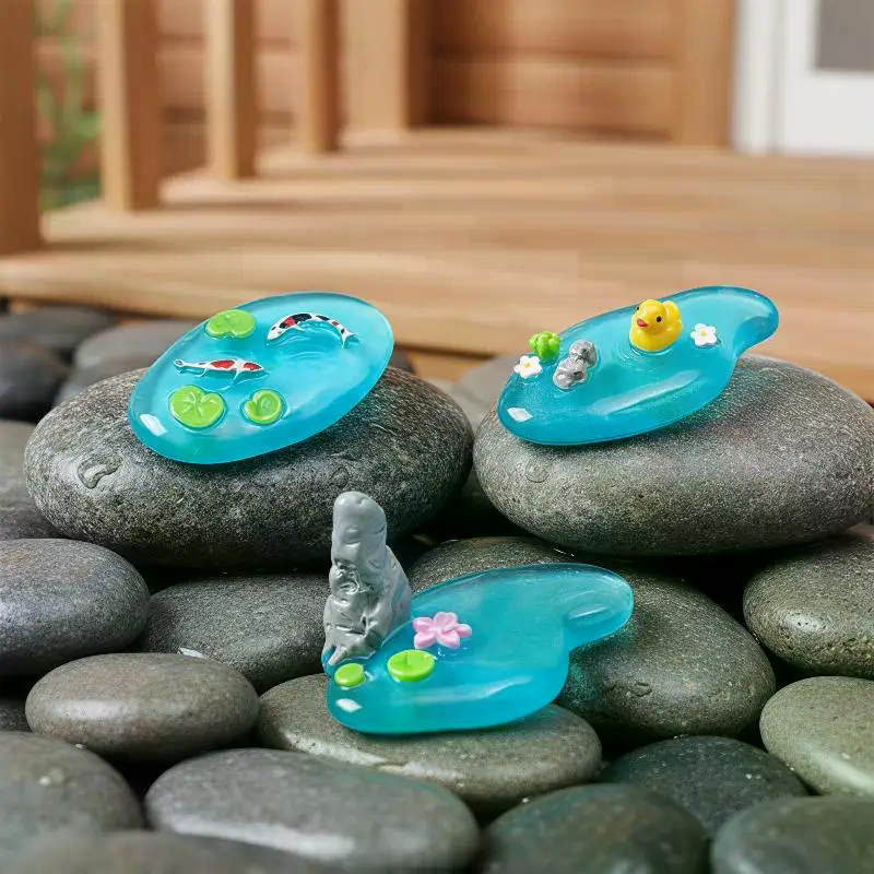ミニ樹脂製池飾り、鯉、アヒル、蓮のデザイン、滑らかな質感、庭 - Bonsai Koi Garden のレビューと価格