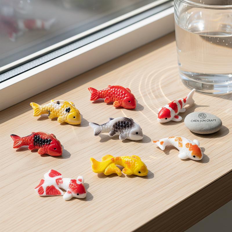 ミニ樹脂製鯉の置物、創造的なリアルな蓮の飾り、色褪せにくい、 - Bonsai Koi Garden のレビューと価格